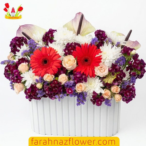 باکس گل آماده گل رز و داوودی کد A011 گل فرحناز