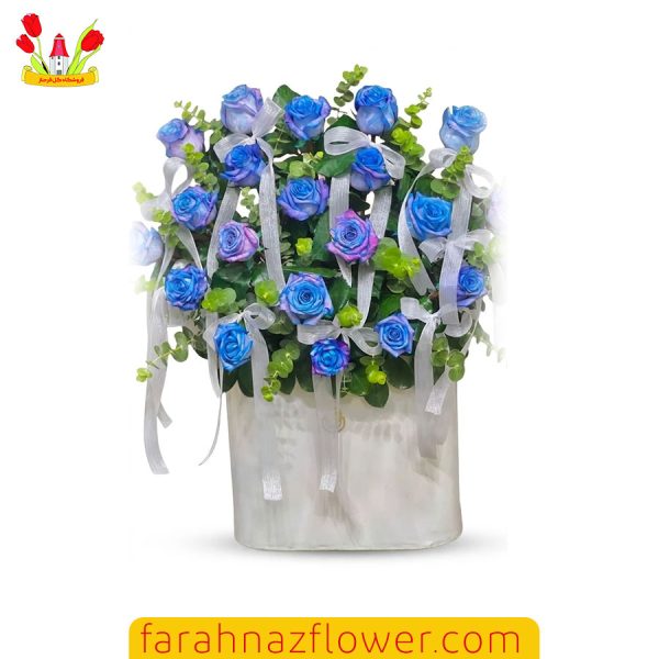 باکس گل سفارشی رز آبی کد A008 گل فرحناز