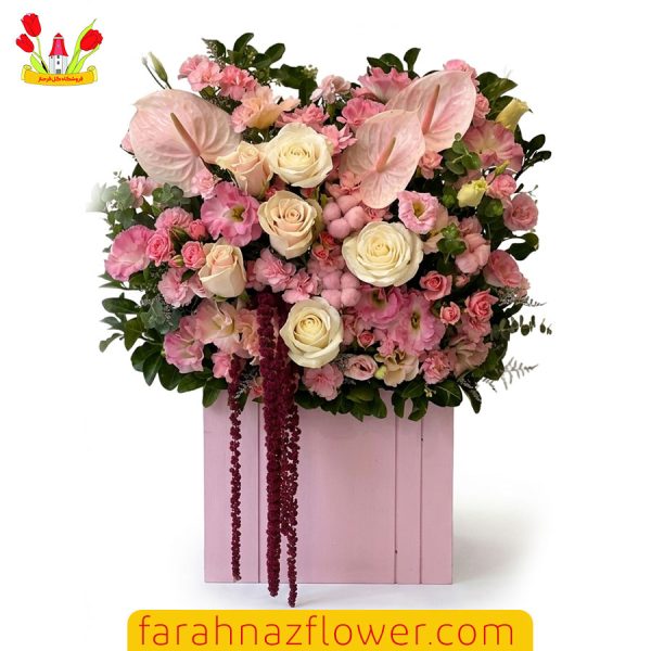 باکس گل سفارشی لیسیانتوس و آنتوریوم سفید کد A012 | گل فرحناز