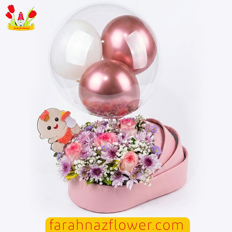 دسته گل نوزادی گل داوودی مدل baby001 | گل فرحناز