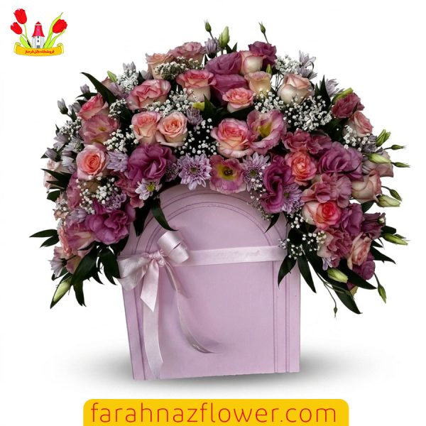 سبد گل خواستگاری و افتتاحیه رز و داوودی کد K014 گل فرحناز