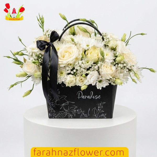باکس گل ترحیم لیسیانتوس و عروس و داوودی کد TJ036 گل فرحناز مشهد