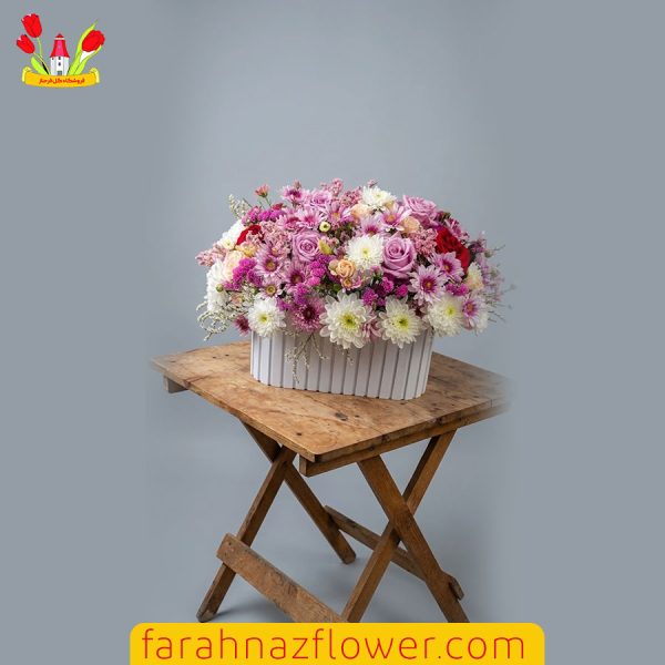 سفارش باکس افتتاحیه رز و داوودی کد A018 گل فرحناز