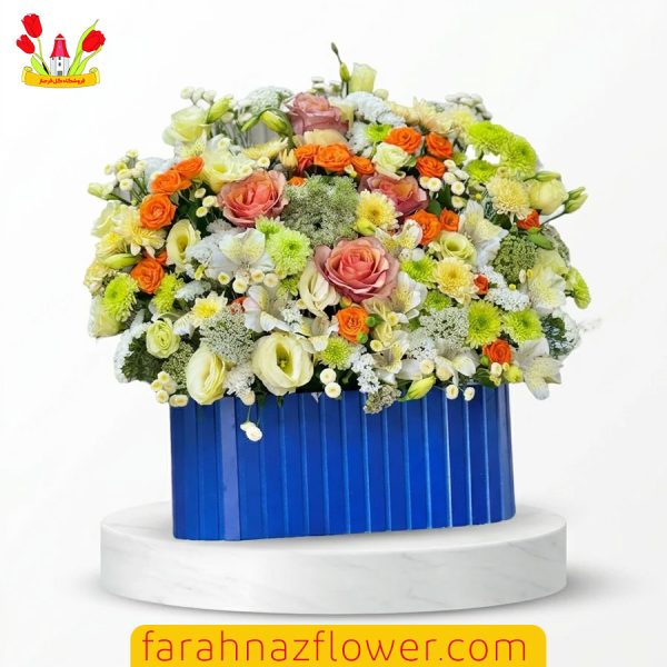باکس گل افتتاحیه رز، لیسیانتوس و داوودی کد K028 گل فرحناز