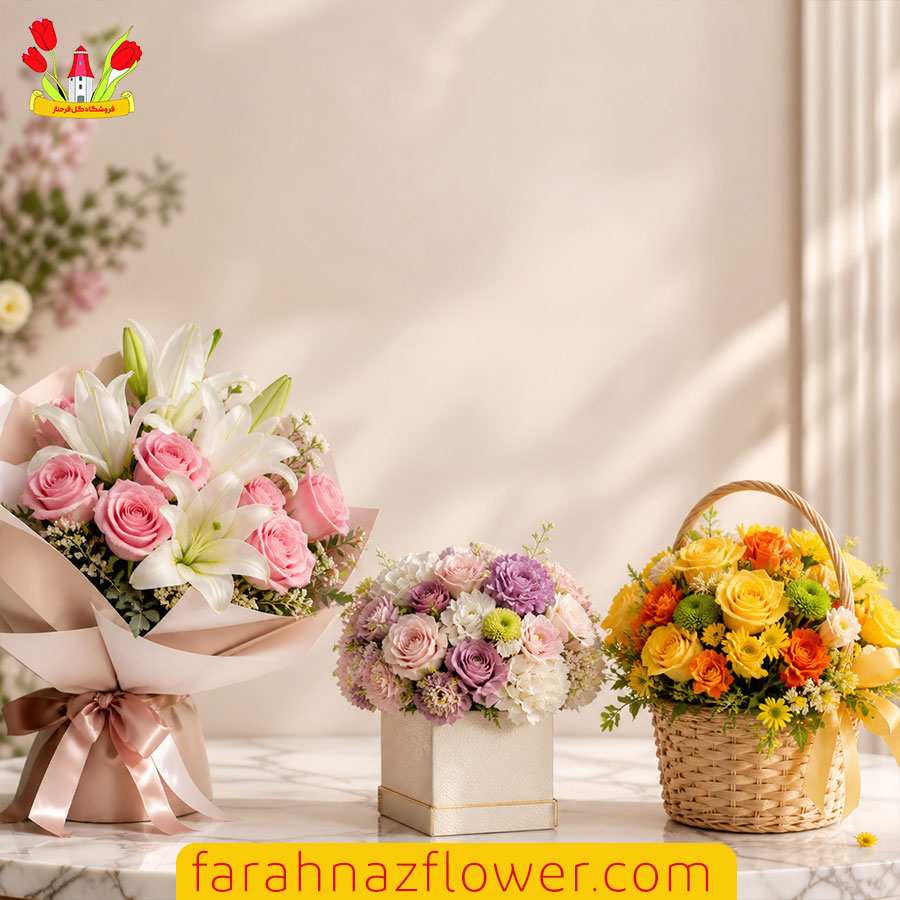 خرید گل مناسبتی در مشهد برای تولد، سالگرد و تبریک گل فرحناز