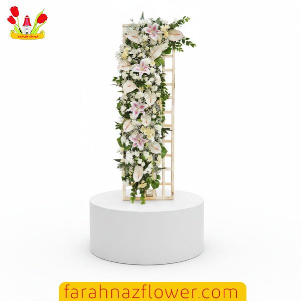 تاج گل ترحیم لیلیوم و آنتوریوم کد TJ042 گل فرحناز مشهد