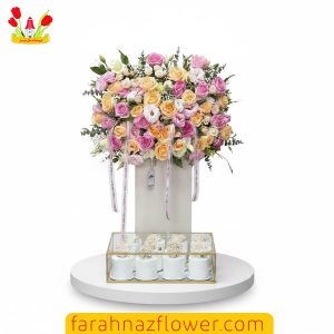 سفارش آنلاین باکس گل خواستگاری ارکیده، داوودی و رز کد K037 | گل فرحناز